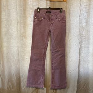 LondonJean, purple, distressed stretch jean size 2